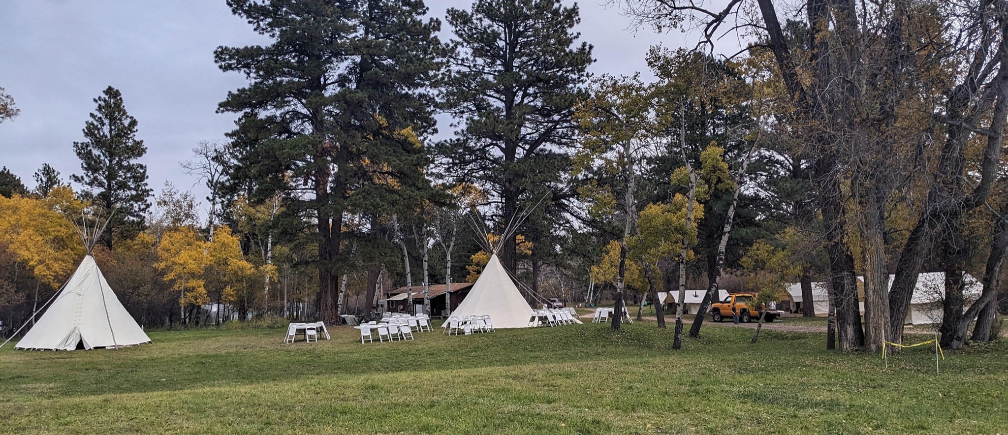 The campground set for a gathering